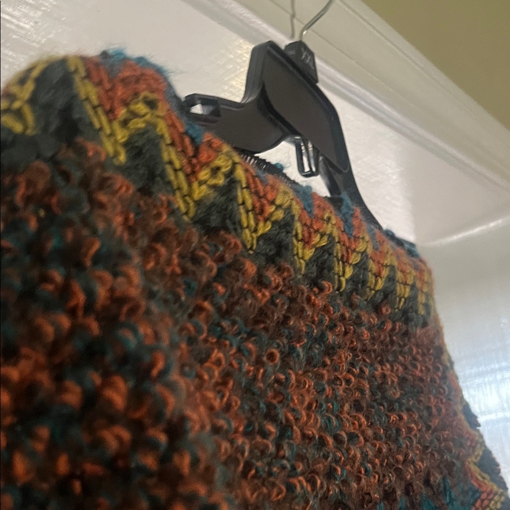 Source Unknown Multicolor Zigzag Poncho - image 5